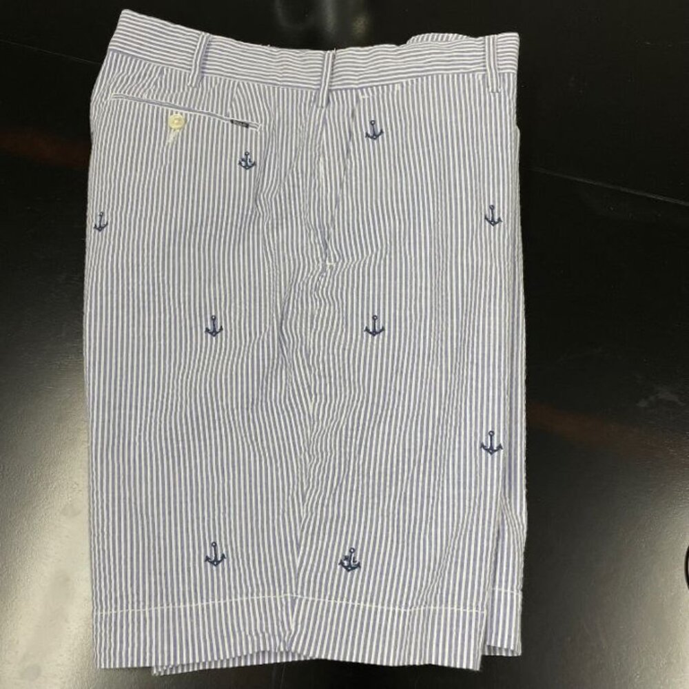 Polo Ralph Lauren Men's Casual Shorts - Blue Striped Seersucker - Size 34 - EUC